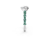 White gold Heart Cut Diamond Side Stone Solitaire Ring with Round with Green Sapphire side stone and Four-Prong Setting_2