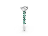 White gold Heart Cut Diamond Side Stone Solitaire Ring with Round with Green Sapphire side stone and Four-Prong Setting_2