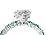 White gold Heart Cut Diamond Side Stone Solitaire Ring with Round with Green Sapphire side stone and Four-Prong Setting_4