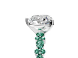 White gold Heart Cut Diamond Side Stone Solitaire Ring with Round with Green Sapphire side stone and Four-Prong Setting_5