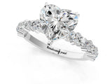 White gold Heart Cut Diamond Side Stone Solitaire Ring with Round with Moissanite side stone and Four-Prong Setting_1