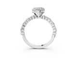 White gold Heart Cut Diamond Side Stone Solitaire Ring with Round with Moissanite side stone and Four-Prong Setting_15