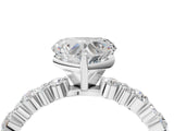 White gold Heart Cut Diamond Side Stone Solitaire Ring with Round with Moissanite side stone and Four-Prong Setting_16