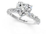 White gold Heart Cut Diamond Side Stone Solitaire Ring with Round with Moissanite side stone and Four-Prong Setting_1