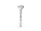 White gold Heart Cut Diamond Side Stone Solitaire Ring with Round with Moissanite side stone and Four-Prong Setting_2