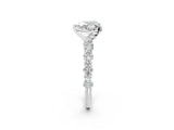 White gold Heart Cut Diamond Side Stone Solitaire Ring with Round with Moissanite side stone and Four-Prong Setting_2