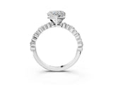 White gold Heart Cut Diamond Side Stone Solitaire Ring with Round with Moissanite side stone and Four-Prong Setting_3