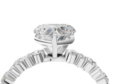 White gold Heart Cut Diamond Side Stone Solitaire Ring with Round with Moissanite side stone and Four-Prong Setting_4