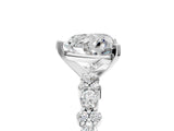 White gold Heart Cut Diamond Side Stone Solitaire Ring with Round with Moissanite side stone and Four-Prong Setting_5