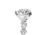 White gold Heart Cut Diamond Side Stone Solitaire Ring with Round with Moissanite side stone and Four-Prong Setting_5