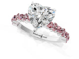 White gold Heart Cut Diamond Side Stone Solitaire Ring with Round with Morganite side stone and Four-Prong Setting_1