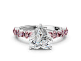 White gold Heart Cut Diamond Side Stone Solitaire Ring with Round with Morganite side stone and Four-Prong Setting_12