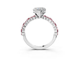 White gold Heart Cut Diamond Side Stone Solitaire Ring with Round with Morganite side stone and Four-Prong Setting_15