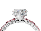 White gold Heart Cut Diamond Side Stone Solitaire Ring with Round with Morganite side stone and Four-Prong Setting_16