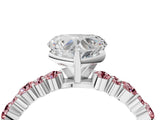 White gold Heart Cut Diamond Side Stone Solitaire Ring with Round with Morganite side stone and Four-Prong Setting_4