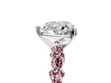 White gold Heart Cut Diamond Side Stone Solitaire Ring with Round with Morganite side stone and Four-Prong Setting_5