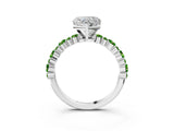 White gold Heart Cut Diamond Side Stone Solitaire Ring with Round with Peridot side stone and Four-Prong Setting_15