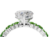 White gold Heart Cut Diamond Side Stone Solitaire Ring with Round with Peridot side stone and Four-Prong Setting_4