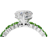 White gold Heart Cut Diamond Side Stone Solitaire Ring with Round with Peridot side stone and Four-Prong Setting_4