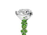 White gold Heart Cut Diamond Side Stone Solitaire Ring with Round with Peridot side stone and Four-Prong Setting_5