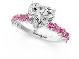 White gold Heart Cut Diamond Side Stone Solitaire Ring with Round with Pink Sapphire side stone and Four-Prong Setting_13