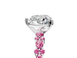 White gold Heart Cut Diamond Side Stone Solitaire Ring with Round with Pink Sapphire side stone and Four-Prong Setting_5