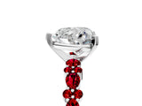 White gold Heart Cut Diamond Side Stone Solitaire Ring with Round with Ruby side stone and Four-Prong Setting_17
