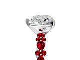 White gold Heart Cut Diamond Side Stone Solitaire Ring with Round with Ruby side stone and Four-Prong Setting_5