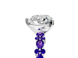 White gold Heart Cut Diamond Side Stone Solitaire Ring with Round with Tanzanite side stone and Four-Prong Setting_17