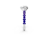 White gold Heart Cut Diamond Side Stone Solitaire Ring with Round with Tanzanite side stone and Four-Prong Setting_20