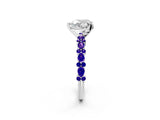 White gold Heart Cut Diamond Side Stone Solitaire Ring with Round with Tanzanite side stone and Four-Prong Setting_23
