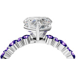 White gold Heart Cut Diamond Side Stone Solitaire Ring with Round with Tanzanite side stone and Four-Prong Setting_25