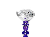 White gold Heart Cut Diamond Side Stone Solitaire Ring with Round with Tanzanite side stone and Four-Prong Setting_26