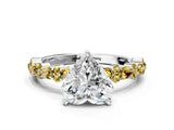 White gold Heart Cut Diamond Side Stone Solitaire Ring with Round with Yellow Sapphire side stone and Four-Prong Setting_12