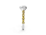 White gold Heart Cut Diamond Side Stone Solitaire Ring with Round with Yellow Sapphire side stone and Four-Prong Setting_14