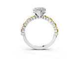 White gold Heart Cut Diamond Side Stone Solitaire Ring with Round with Yellow Sapphire side stone and Four-Prong Setting_15