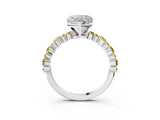 White gold Heart Cut Diamond Side Stone Solitaire Ring with Round with Yellow Sapphire side stone and Four-Prong Setting_3