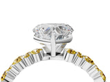 White gold Heart Cut Diamond Side Stone Solitaire Ring with Round with Yellow Sapphire side stone and Four-Prong Setting_4