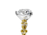 White gold Heart Cut Diamond Side Stone Solitaire Ring with Round with Yellow Sapphire side stone and Four-Prong Setting_5