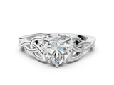 White gold Heart Cut Diamond Solitaire Celtic Knot Ring with Four-Prong Setting_128