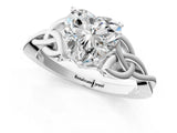 White gold Heart Cut Diamond Solitaire Celtic Knot Ring with Four-Prong Setting_129