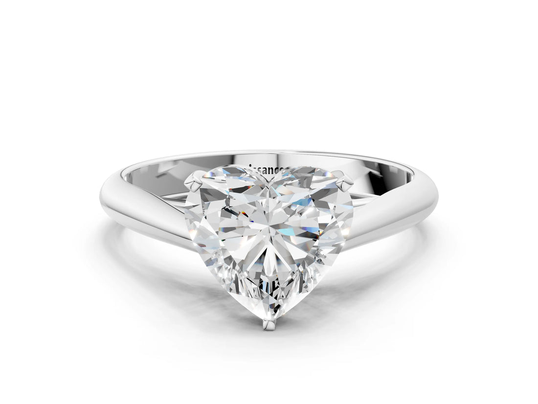White gold Heart Cut Diamond Solitaire Engagement Ring with Cathedral Setting and Four-Prong Mount_128