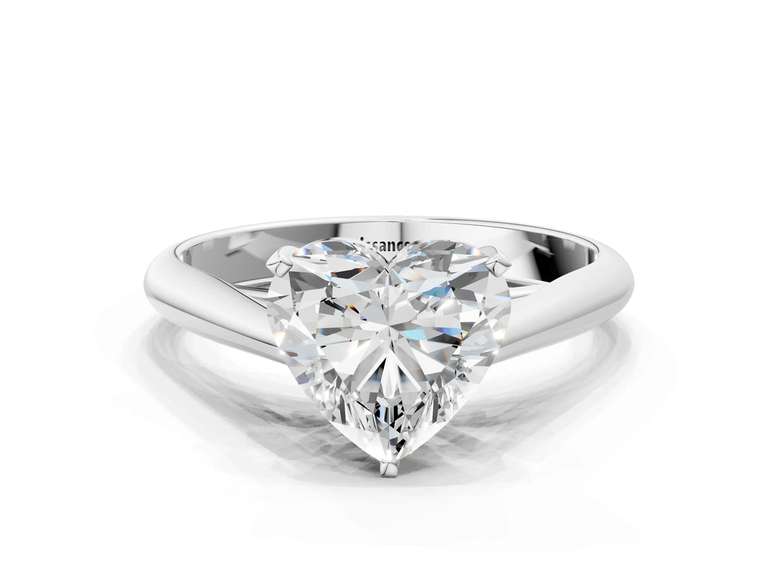 White gold Heart Cut Diamond Solitaire Engagement Ring with Cathedral Setting and Four-Prong Mount_302