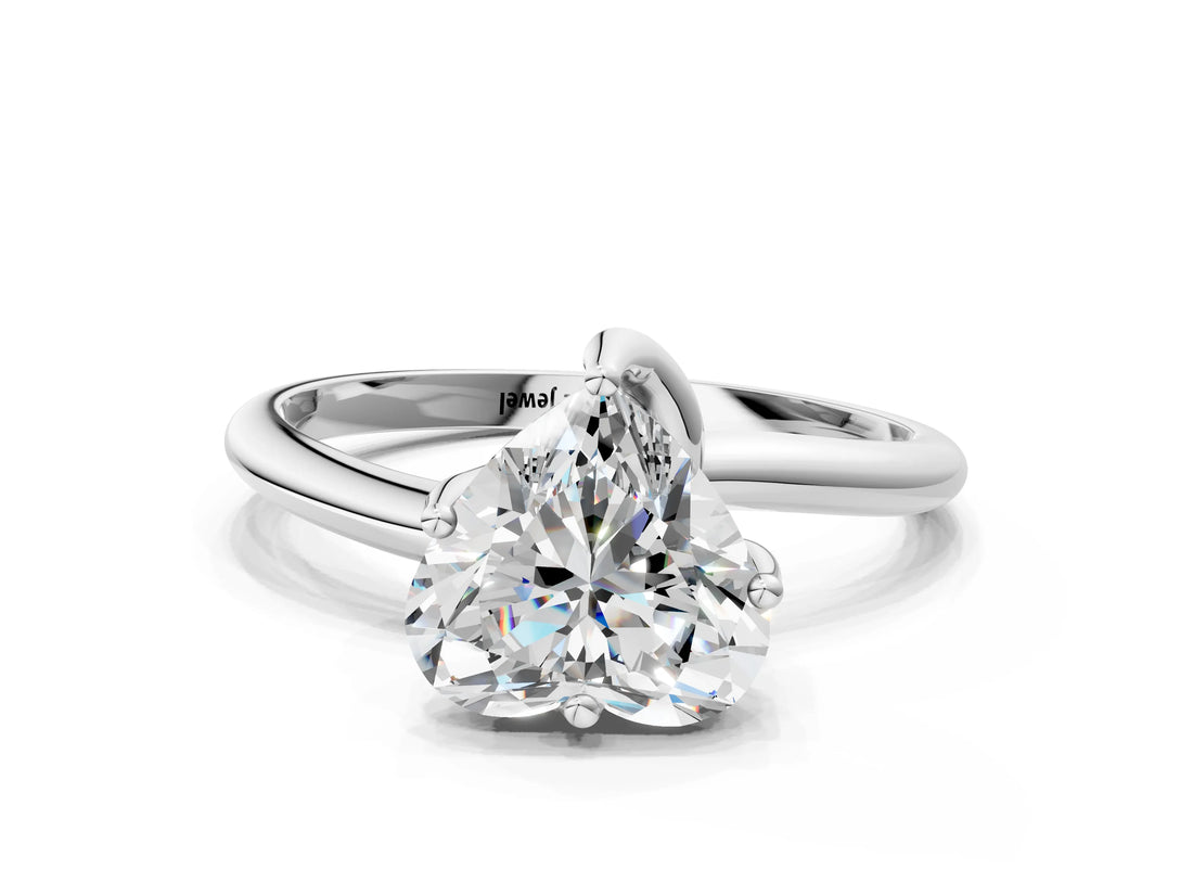 White gold Heart Cut Diamond Solitaire Engagement Ring with Four-Prong Setting and Classic Band_20