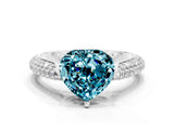 White gold Heart Cut Diamond Solitaire Engagement Ring with Pavé Band and Four-Prong Setting