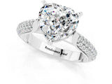 White gold Heart Cut Diamond Solitaire Engagement Ring with Pavé Band and Four-Prong Setting_1