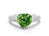 White gold Heart Cut Diamond Solitaire Engagement Ring with Pavé Band and Four-Prong Setting