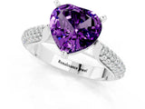 White gold Heart Cut Diamond Solitaire Engagement Ring with Pavé Band and Four-Prong Setting_1