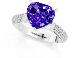 White gold Heart Cut Diamond Solitaire Engagement Ring with Pavé Band and Four-Prong Setting_1