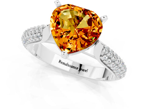 White gold Heart Cut Diamond Solitaire Engagement Ring with Pavé Band and Four-Prong Setting_1